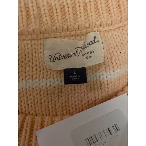 NWT Universal Thread women's peach striped sleeveless cotton crochet sweater L - Picture 7 of 8